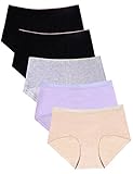 QOVOQ Women's Underwear Cotton Seamless Underpants Briefs Soft Breathable Middle Waist Panties Pack (Color01Pack5, US Size M=Tag Size XL)