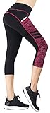 Picotee Women's Yoga Capri Pants Workout Running Pants Leggings High Waist With Pocket