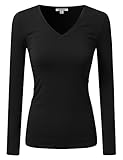 DRESSIS Women's Basic V-Neck Long Sleeve Top S-3XL (20 Colors)