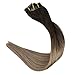 Full Shine 18 Inch 10 Pcs 100 Gram Full Set Clip in Hair Extensions Ombre Balayage Human Hair Clip in Human Hair Extensions Color 2 Fading to 6 and 18 Ash Blonde Hair Extensions Human Hair Clip Ins