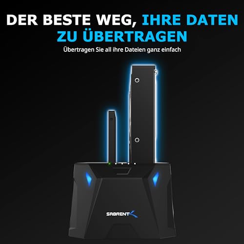 Sabrent USB 3.0 to SATA I/II/III Dual Bay External Hard Drive Docking Station for 2.5 or 3.5in HDD, SSD with Hard Drive Duplicator/Cloner Function [10TB Support] (EC-HD2B)