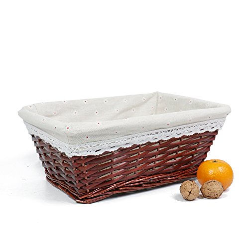 MEIEM Handmade Woven Wicker Storage Basket with Liner.Storage containers.Home Storage Bins for Toys Laundry Clothing Sundries Neatening (Large,Brown)