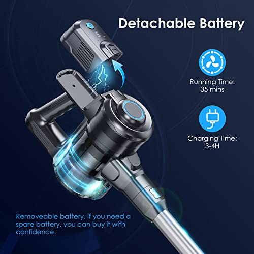 Oraimo Cordless Vacuum Cleaner, 2-speed adjustment Upgrade Lightweight Stick Vacuum OSV-102B with Self-Standing, Anti-tangle,Battery Vacuum Cleaner with LED for Home Pet Hair Carpet Hardwood Floor