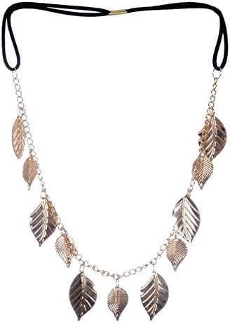 Wiipu Hair Accessory Head Metal Leaf Elastic Hair Band Headband Hair Chain