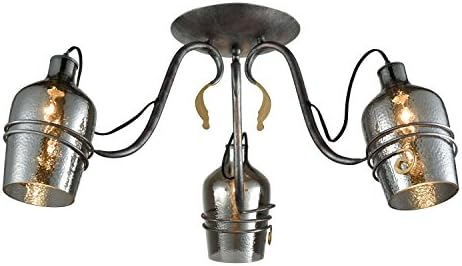 YOBO Lighting 3-Light Semi Flush Mount Glass Ceiling Light Chandelier