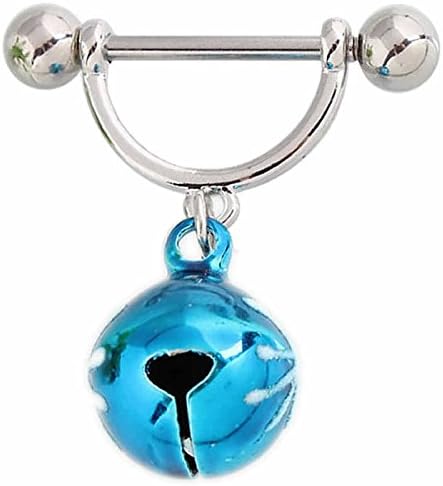 Amazon R ボディピアス 14g ニップルピアス 乳首ピアス ステンレス ドラ鈴 ベル ブルー シルバー ストレートバーベル 14ゲージ チャーム ゆれる シルバー ボディピアス 通販