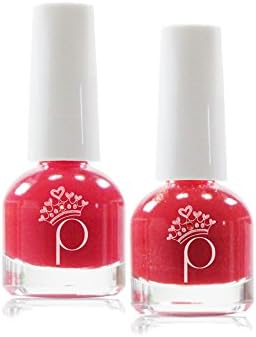 Princessible Children Nail Polish Set Twin Colors: Sophia Strawberry (Strawberry Red) + Amy Applepie (Red + Glitz) - washable & safe!