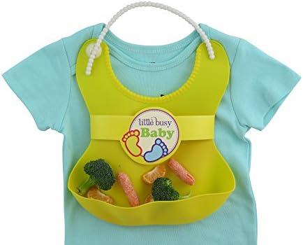 Little Busy Baby Yellow Silicone Bib - Waterproof Food Catcher With Pocket