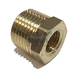 EDGE INDUSTRIAL Brass REDUCING HEX Bushing 1/2" Male NPT X 1/4" Female NPT Fuel / AIR/ Water / Oil/ Gas WOG (Qty 01)