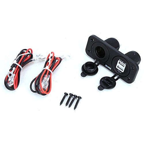 RUPSE Dual USB Charger Socket Mount Marine with Wires 12 Volt Motorcycle Boat Rv Truck Car Plug Power Outlet