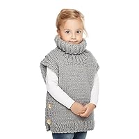 Sumolux Kids Girls Knit Turtleneck Sweater Jumper Vest Sleeveless Cardigan Thick Warm for Autumn Winter Gray