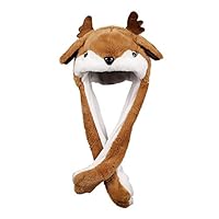 MONISE LED Glowing Rabbit Hat Christmas Easter Ear Moving Jumping Caps Brown