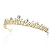 SWEETV Crystal Wedding Tiara for Bride & Flower Girls - Princess Tiara Headband Pageant Crown, Bridal Hair Jewelry for Women and Girls, Gold