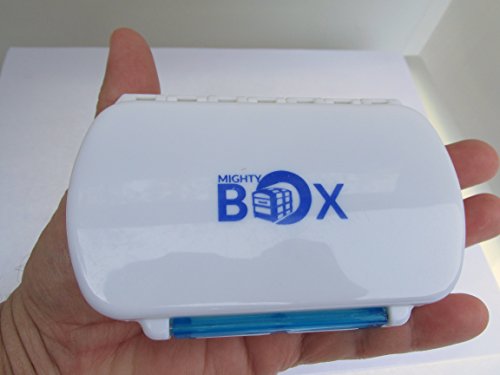 MIGHTY BOX Pill Box Pill Holder Large Pill Container Travel Pill Cases for Purse Vitamin Holder Pill Box Organizer Medicine Case Has Real Hinge and Compartments and Locking Clasp