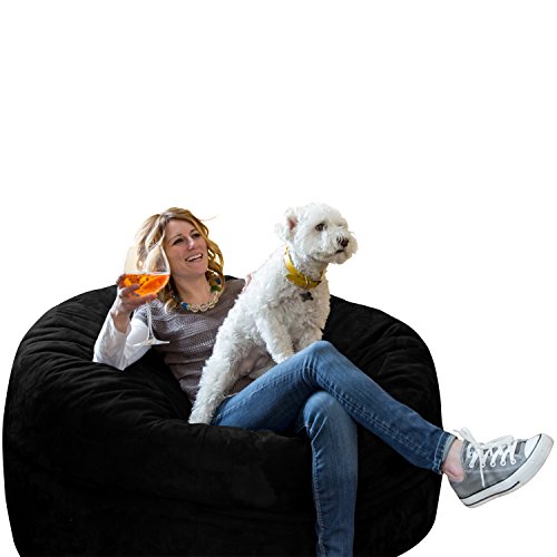 Xorbee 5-Foot Foam-Filled Bean Bag Chair in Miscrosuede, Pitch Black