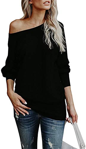 Photo 1 of Umeko Womens Off The Shoulder Sweater Oversized Knit Long Sleeve Sweaters Tunic Tops LARGE