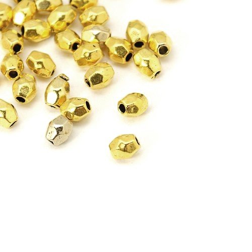 Packet of 30 x Antique Gold Tibetan 3 x 4mm Oval Spacer Beads - (HA15310) - Charming Beads
