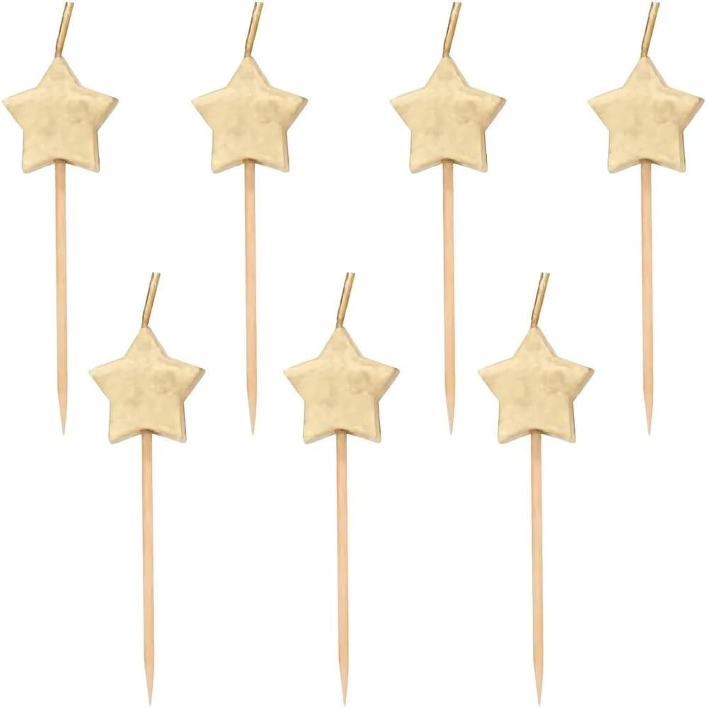 Unique Sparkling Gold Star Birthday Candles Pack of 6 Elegant Design