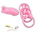 Raycity Resin Chastity Cage Pants Device Cock Cag with 4 Different Ring and a Lock, for Male Penis Exercise Short Pink