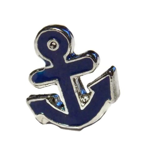 Blue Anchor Charm for Floating Lockets - Old School Geekery Brand Locket Charms - Military Nautical Navy Charm