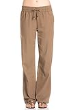 Poplooks Women's Comfy Drawstring Linen Pants Long with Band Waist