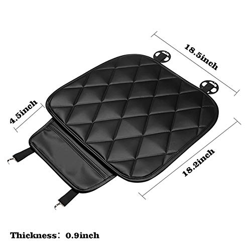 QBUC Car Seat Cushion Pad 2Pcs Car Interior Seat Cushion Mat with Pocket Car Seat Cover Protector Accessories for Car Seat,Office Chair,Home Use with Soft PU Leather(Black) - Thumbnail 2