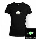 Saturn Small Glow In The Dark Women's T-shirt - Black XX Large (approx Size 16)