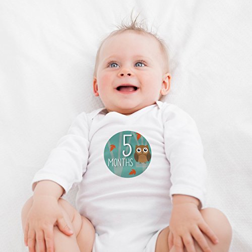 Monthly Milestone Stickers by Baby Nest - Colorful Woodland Animals for Newborns & Up, Celebrate 0-12 Months First Year Achievements | Perfect Shower Gift (16 Pack)