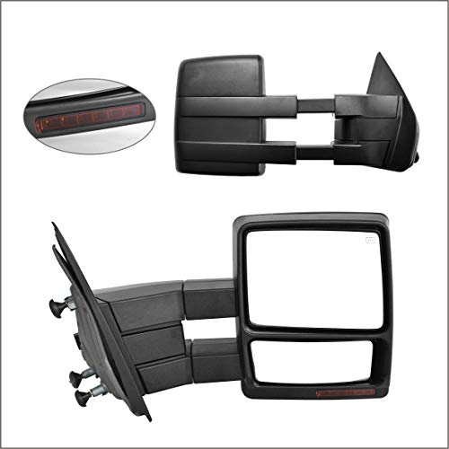 Perfit Zone Towing Mirrors Replacement Fit for 2004-2007 FORD F-150, POWER HEATED,W/AMBER SIGNAL,W/PUDDLE LIGHT,BLACK (PAIR SET) - Thumbnail 4