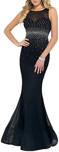 Topquality2016 Women's Mermaid Backless Long Prom Evening Dress Size 10 Black