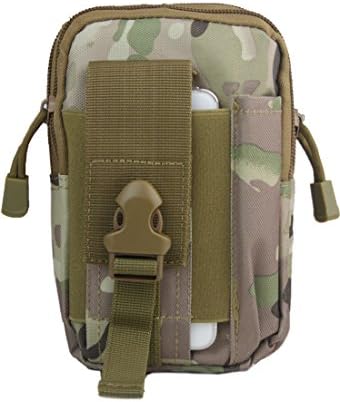 Akmax Multi-Purpose Military Molle Utility Pouch Bag Waist Belt Bag Wallet Pouch Purse Phone Case with Zipper (Multicam)