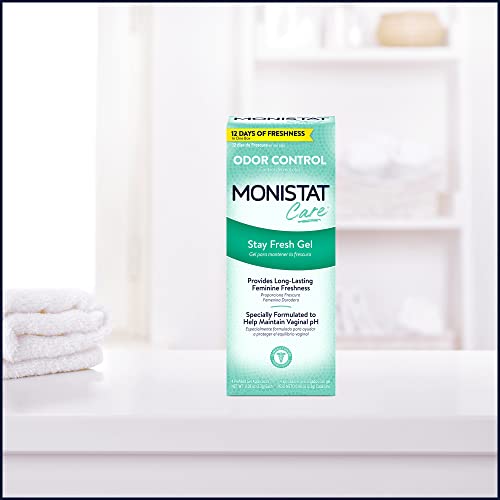 Monistat Stay Fresh Gel, Odor Eliminating Gel for Feminine Care, Fragrance Free Vaginal Gel, Prefilled Applicators, 4 Count