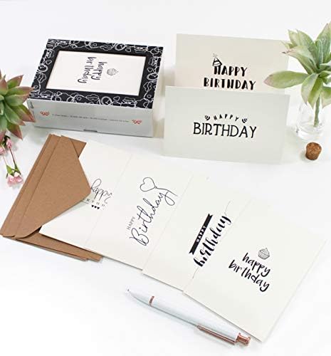 Amazon Co Jp 誕生日カード Happy Birthday誕生日カード 手書きカード詰め合わせ 4 X 6インチassorted誕生日カード 空白の内側のメッセージカード誕生日 クラフト紙封筒included 36パック Office Products