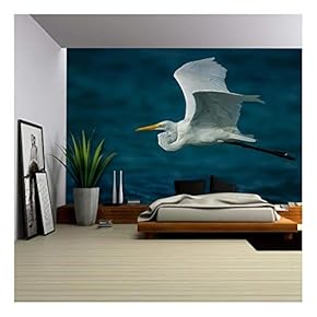 Flying Bird Over The Lake - Removable Wall Mural | Self-Adhesive Large Wallpaper - 66x96 inches
