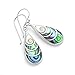 925 Sterling Silver Shiva Eye and Green Abalone Shell Inlay Teardrop Dangle Hook Earrings 1.4