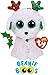 TY Beanie Boos Fudge (Reindeer), Nester (Owl), Gale (Penguin) & Sugar (Dog) Holiday Set Bundle with Bonus Matty's Toy Stop Drawstring Storage Bag - 4 Pack