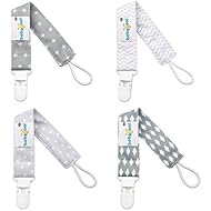 Babygoal Baby Pacifier Clips, 4 Pack Plastic Teething Clips Fits All Pacifier Styles for Girls and Boys, Baby Shower Gift 4PS07-B