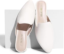 DREAM PAIRS Women's Flat Mules Pointed Toe Backless