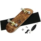 Teak Tuning Prolific Complete Fingerboard with Upgraded Components - Pro Board Shape and Size, Bearing Wheels, Trucks, and Locknuts - 32mm x 97mm Handmade Wooden Board - Cloud Nine Engraved Edition