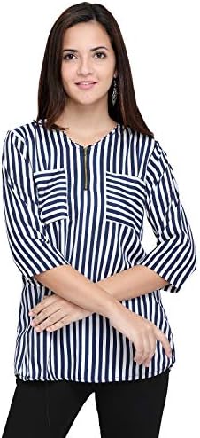 vrati fashion Women's multi colour Regular Fit Top(NEW DESIGN-BLUE LINING TOP)