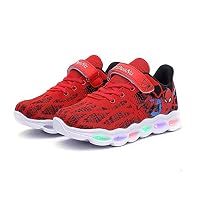 Red Kids Spider-Man Light-up Shoes Breathable Soft Bottom Flash Sneakers 1.5 Big Kid