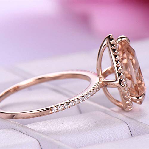 image for Yuren Gorgeous Wedding Rings for Women Rose Gold Filled Pear Cut Cryst