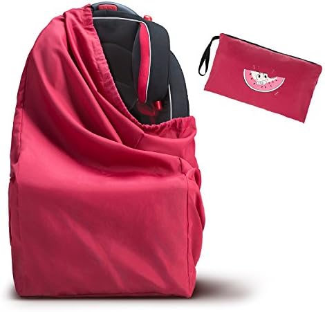 Car Seat Travel Bag - WoNiu Extra Large Car Seat Travel Bag with Shoulder Strap, Waterproof Oxford Gate Check Bag for Car Seats, Baby Carriages, Wheelchairs, Pushcarts (Red)