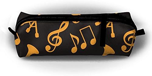 EWFBVa Durable Zipper Stationery Bag Musical Seamless Pattern With Music Notes Treble Clef Trumpet Big Capacity Pencil Case