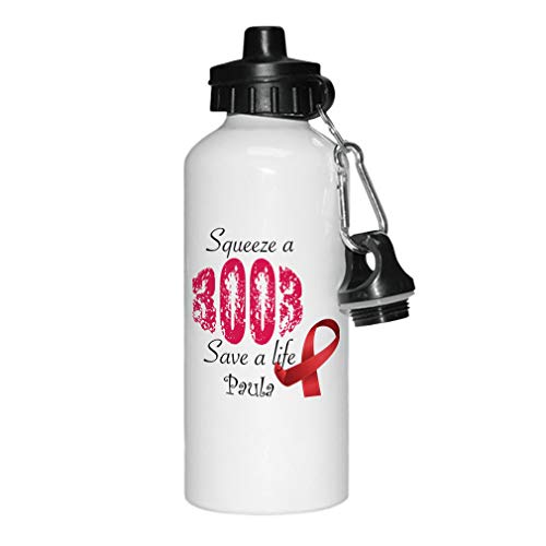 Personalized Custom Text a Boob Save a Life Aluminun White Water Bottle