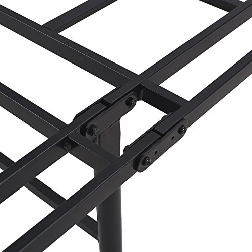 HOMUS No Assembly Required Platform Bed Frame/16 Inch High Heavy Duty/Strong Smart Bed Base/Mattress Foundation/Black/Twin XL