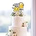 Cheers & Beers to 20 Years Gold Glitter Cake Topper Happy Birthday Wedding Anniversary 20th Party Decoration - 7'' x 8'' Twenty Bday Topper.
