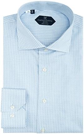 Tiglio White with Blue Pattern Dress Shirt, Regular Cuff, by Canaletto