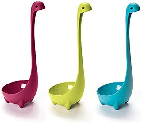 FreeAsABird Nessie Soup Ladle Set of 3 Kitchen Utensil - Green, Blue, and Pink