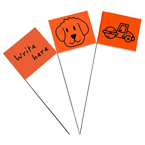 Zozen Marking Flags, Orange Marker Flags 100 Pack 15x4x5 Inch, Lawn